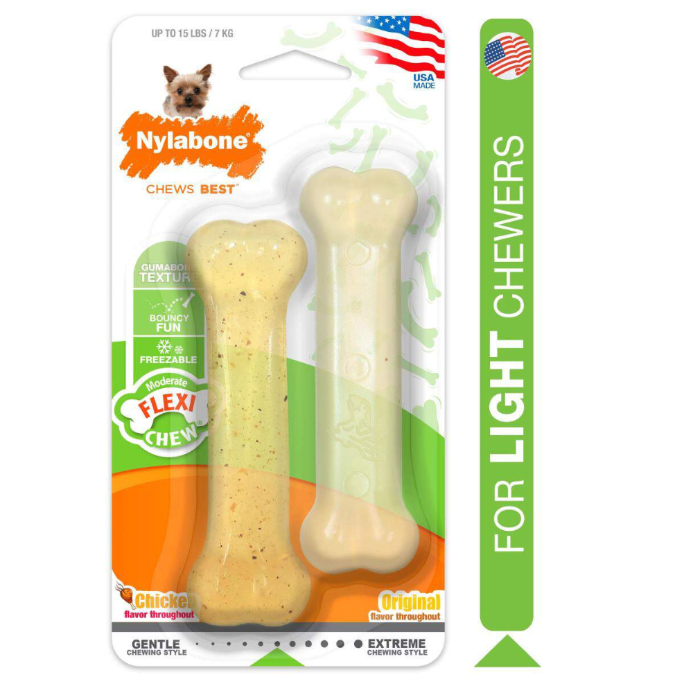 Nylabone FlexiChew Bone Chicken Original Twin Pack